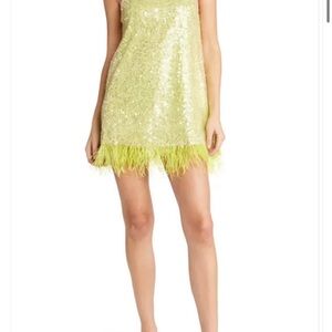 AMYLYNN Green Sequin Feather Dress